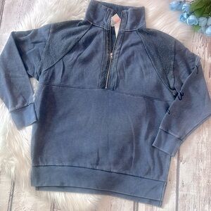 PINK Victorias Secret Faded Blue Half Zip Logo Pullover Sweater Size Small